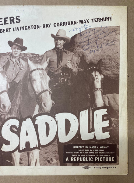 1937 Hit The Saddle 3 Mesquiteers Lobby Card Signed Ray Corrigan R-1940s
