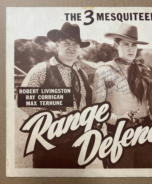 1937 Range Defenders 3 Mesquiteers Lobby Card Signed Ray Corrigan R-1940s