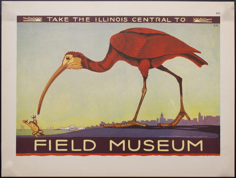 1925 Take Illinois Central To Field Museum John Gilbert Wilkins Chicago - Golden Age Posters