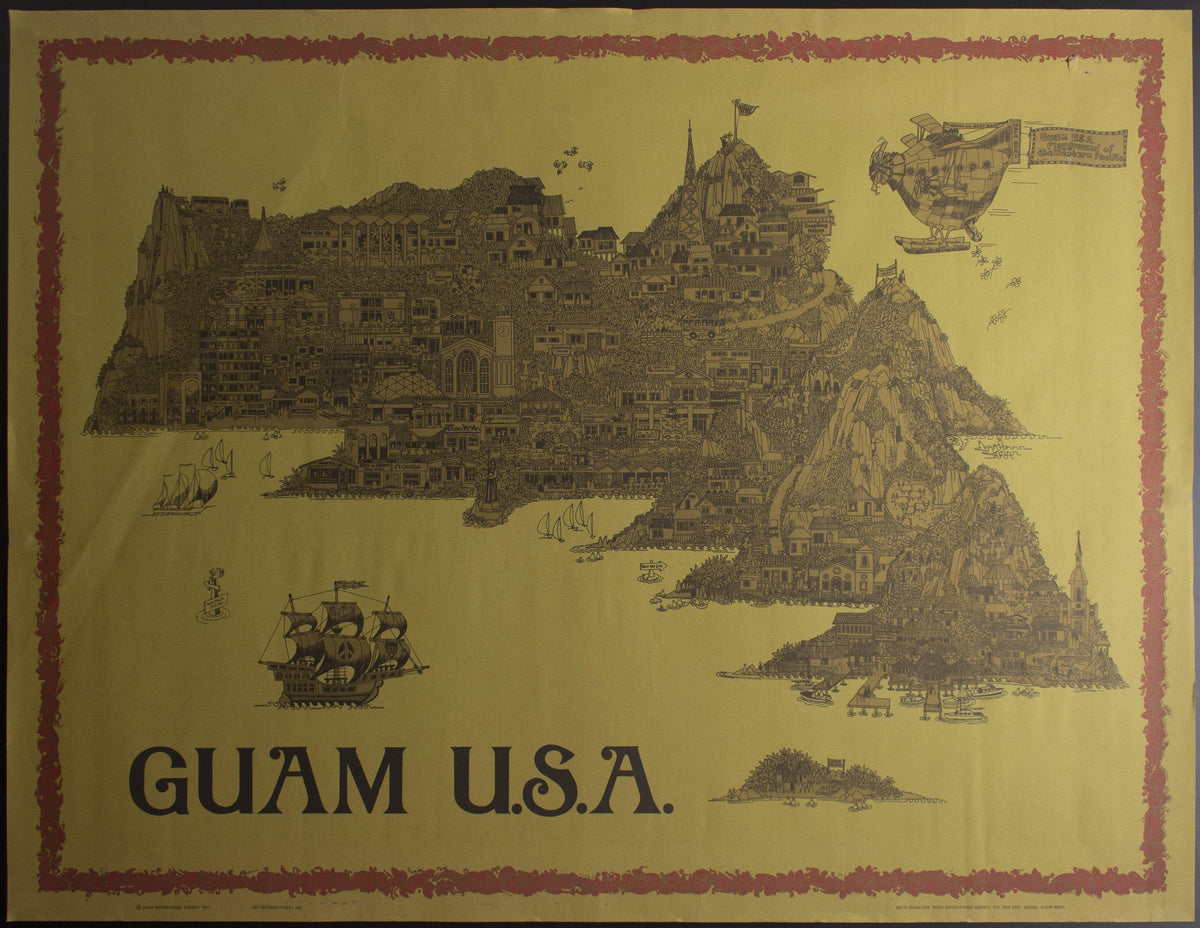 1971 GAUM U.S.A Playground of The Western Pacific Pictorial Map Poster ...