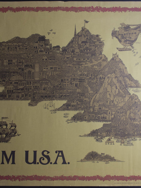 1971 GAUM U.S.A. Playground of the Western Pacific Pictorial Map Bush - Golden Age Posters