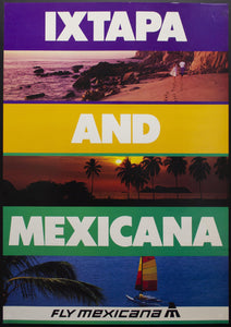 c.1983 Fly Mexicana Airlines Ixtapa Mexico Pacific Coast Beach Resort - Golden Age Posters