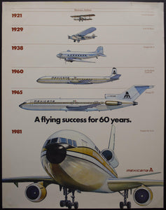 1981 Mexicana Airlines A Flying Success For 60 Years DC-10-15 - Golden Age Posters