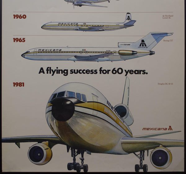 1981 Mexicana Airlines A Flying Success For 60 Years DC-10-15 - Golden Age Posters