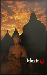 c.1983 Jakarta Indonesia Japan Air Lines Airlines Borobudur Temple Buddha - Golden Age Posters