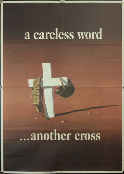 1943 A Careless Word Another Cross John Atherton WWII OWI Poster No. 23