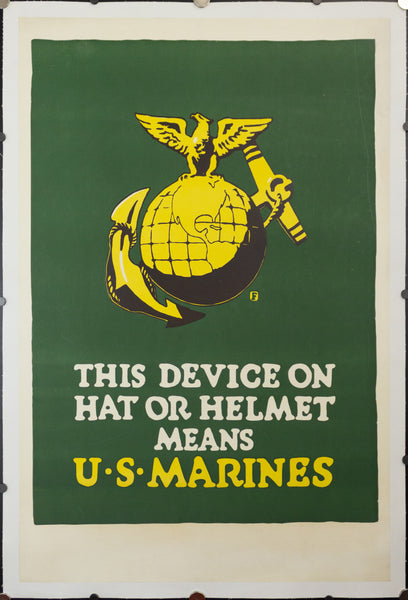 1918 This Device On Hat Or Helmet Means U.S. Marines USMC WWI