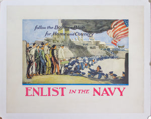 1918 Enlist In The Navy Follow The Boys In Blue George Wright WWI