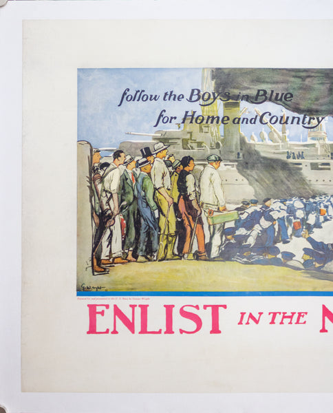 1918 Enlist In The Navy Follow The Boys In Blue George Wright WWI
