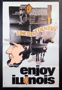 c.1969 Abraham Lincoln Country Enjoy Illinois Pop Art Style Tourism Department