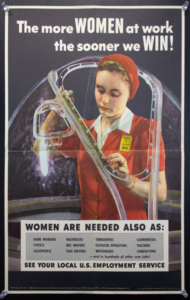 1943 The More Women At Work The Sooner We Win WWII Rosie the Riveter