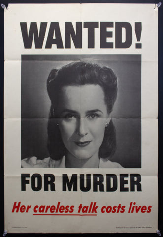 1944 Wanted! For Murder Her Careless Talk Cost Lives Victor Keppler WWII