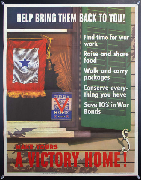 1943 Help Bring Them Back To You! Make Yours A Victory Home V-Home WWII