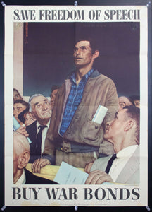 1943 Save Freedom of Speech Buy War Bonds Norman Rockwell Four Freedoms WWII