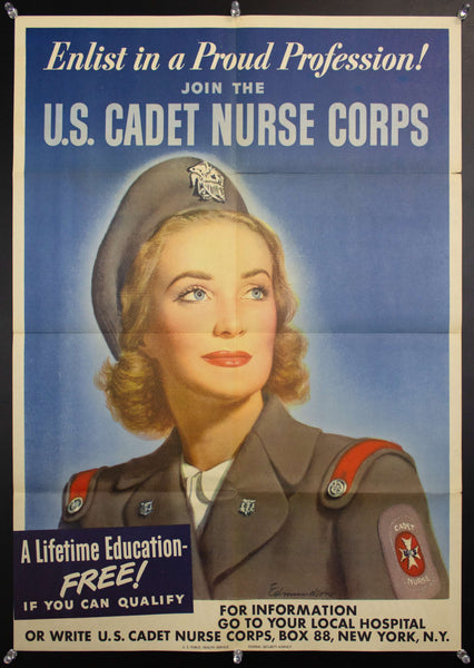 1944 Enlist Proud Profession Cadet Nurse Corps Edmundson WWII Nursing