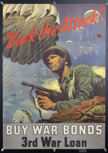 1943 Back The Attack! Buy War Bonds Third War Loan Georges Schreiber Airborne WWII