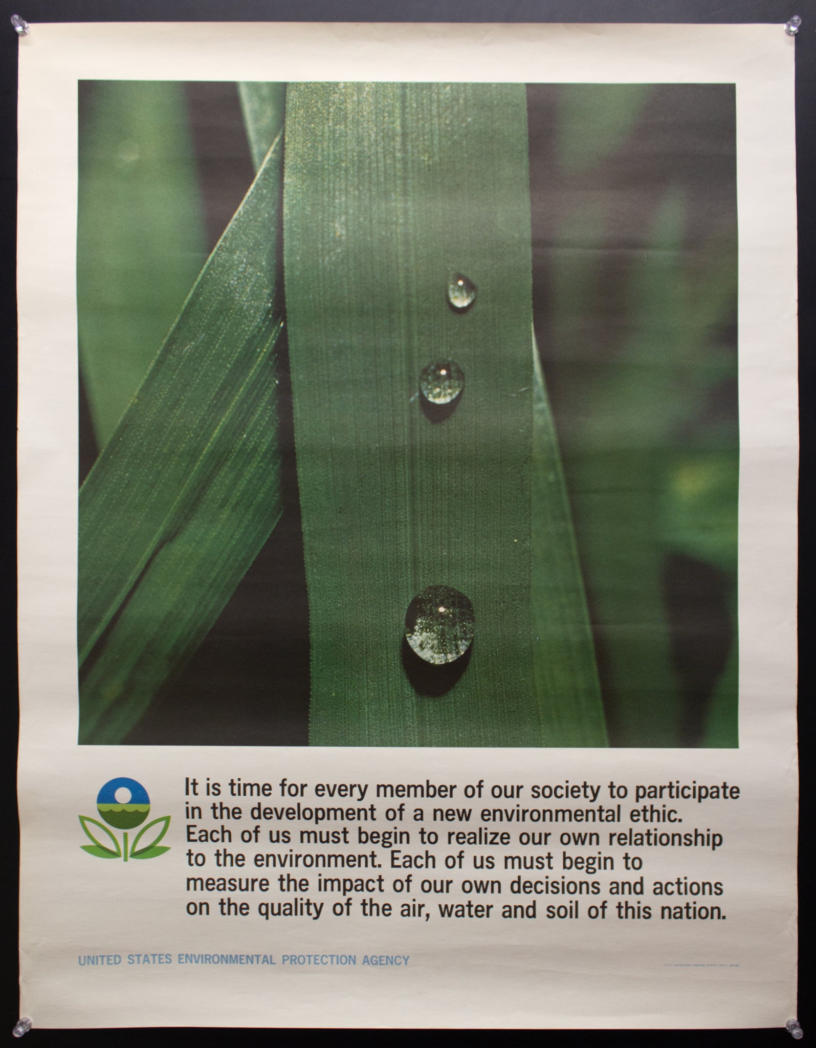 1972 Environmental Protection Agency EPA Poster New Environmental Ethic RARE