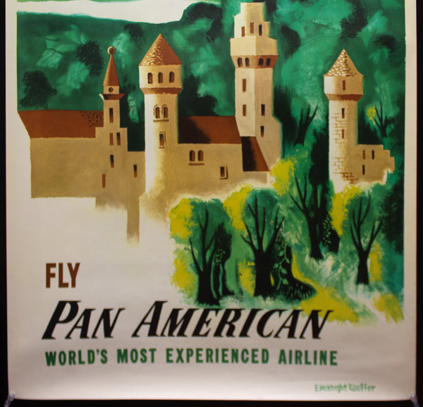 c.1950 Germany Fly Pan American Airlines Edward McKnight Kauffer Pan Am