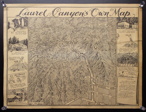1949 Laurel Canyon's Own Map by Wren Lister Pictorial Cartoon Map