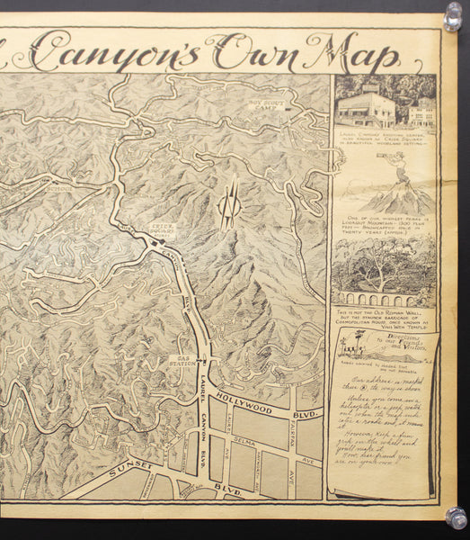 1949 Laurel Canyon's Own Map by Wren Lister Pictorial Cartoon Map