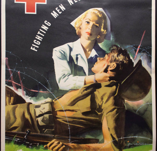 c.1944 Fighting Men Need Nurses by Jon Whitcomb Red Cross WWII