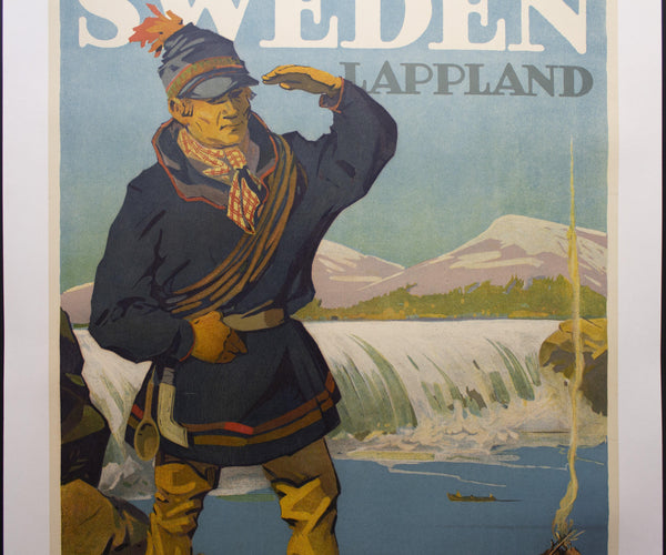 c.1930 Sweden Lappland by Max Ettler Lapland Swedish Travel Sami Reindeer - Golden Age Posters