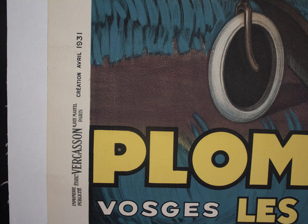 1931 PLOMBIERES LES BAINS ENTERITES - RHUMATISMES GUERIS-VOSGES by Jean d' Ylen - Golden Age Posters