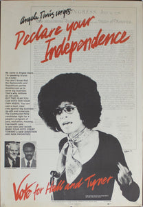 1976 Angela Davis Urges Declare Your Independence | Vote for Hall and Tyner - Golden Age Posters