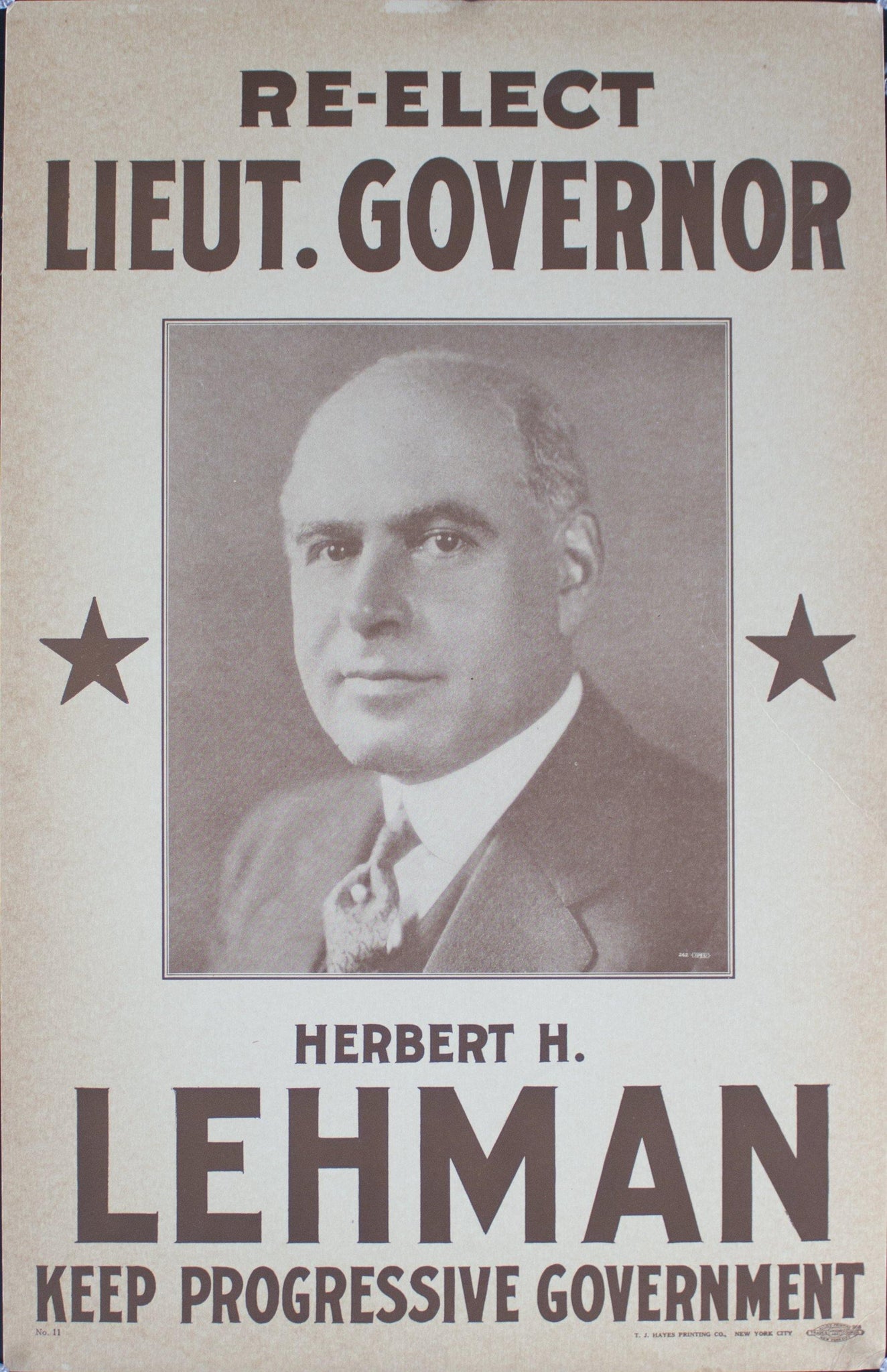 1928 Re-elect Lieut. Governor Herbert H. Lehman | Keep Progressive Government - Golden Age Posters