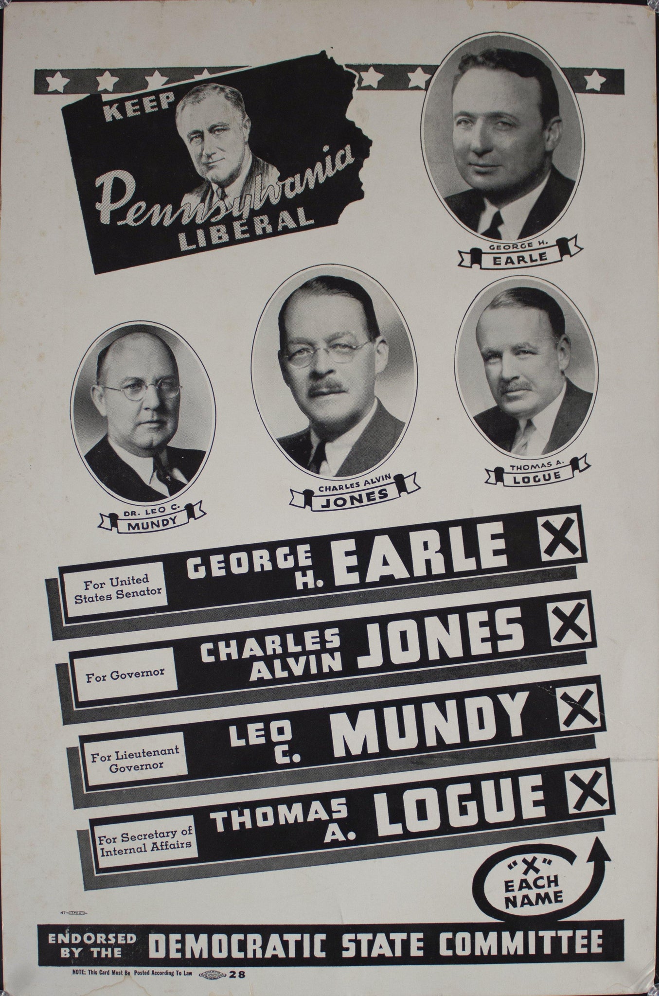 1938 Keep Pennsylvania Liberal - Golden Age Posters