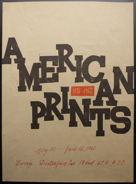 1962 American Prints 1775 to 1962 Exhibit Terry Dintenfass Gallery