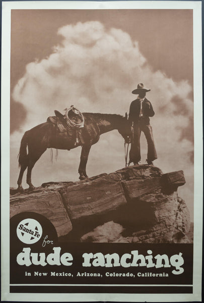 c.1930s Santa Fe for Dude Ranching in New Mexico Arizona Colorado California - Golden Age Posters