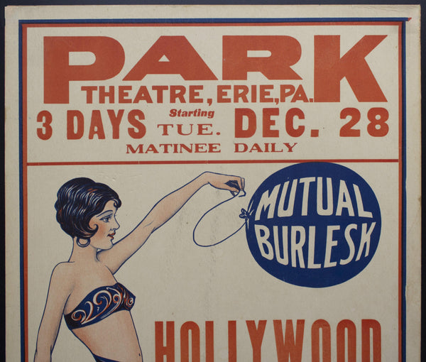 1926 Hollywood Scandals Mutual Burlesque Window Card Poster Erie PA - Golden Age Posters