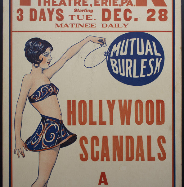 1926 Hollywood Scandals Mutual Burlesque Window Card Poster Erie PA - Golden Age Posters