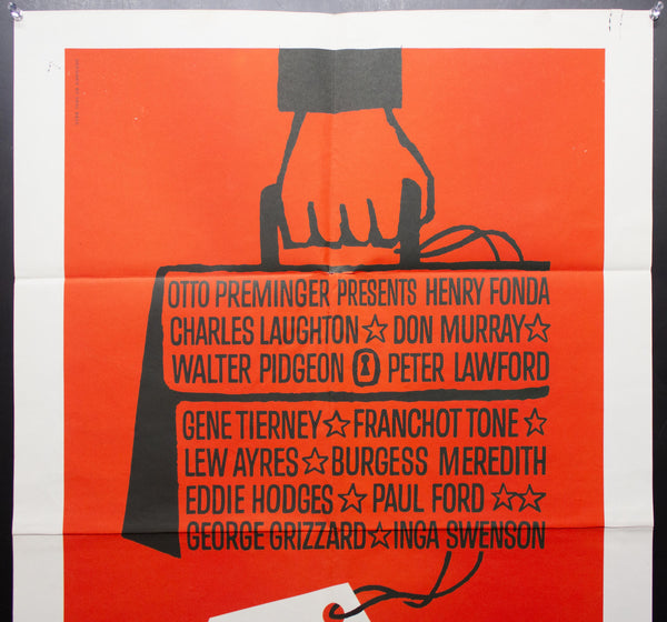 1962 Advise & Consent Movie One Sheet by Saul Bass Otto Preminger