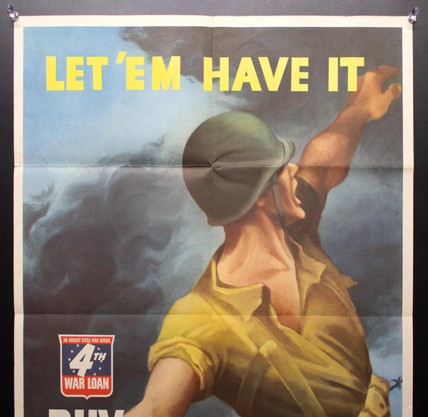 1943 Let 'Em Have It Buy Extra War Bonds Poster by Bernard Perlin WWII Original