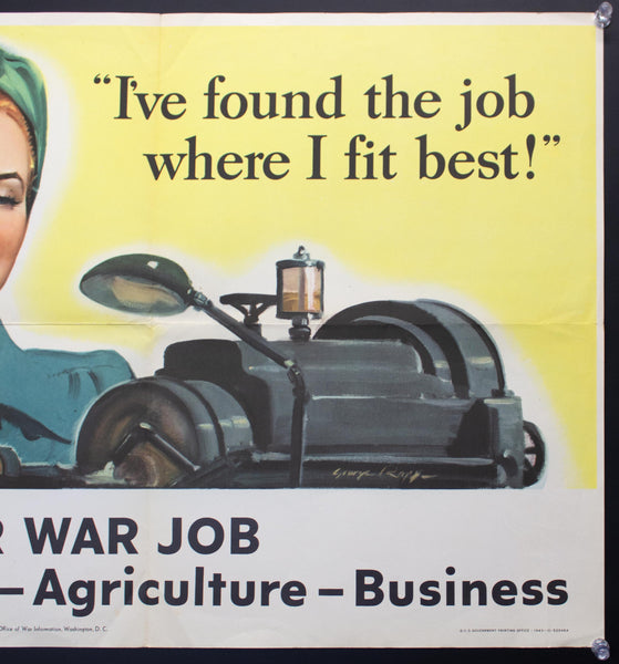 1943 Find Your War Job In Industry - Agriculture - Business Rosie the Riveter WWII