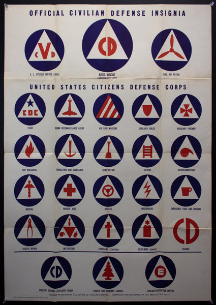 1942 Official Civilian Defense Insignia by Charles Coiner WWII Pictrograms