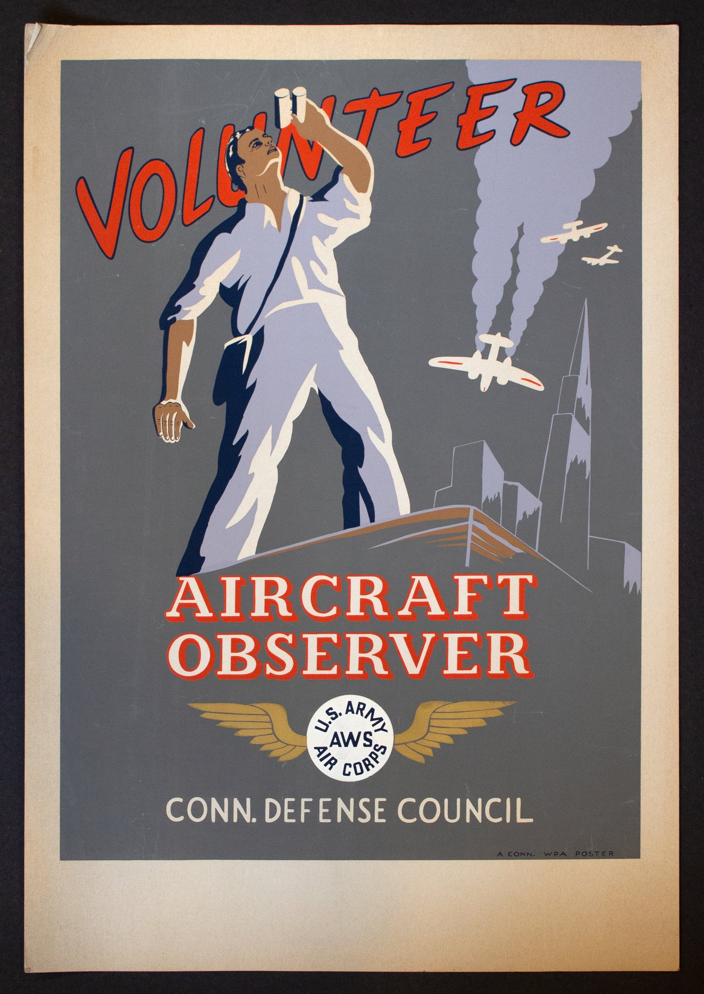 c.1941 Volunteer Aircraft Observers Connecticut WPA Army Air Corps AWS
