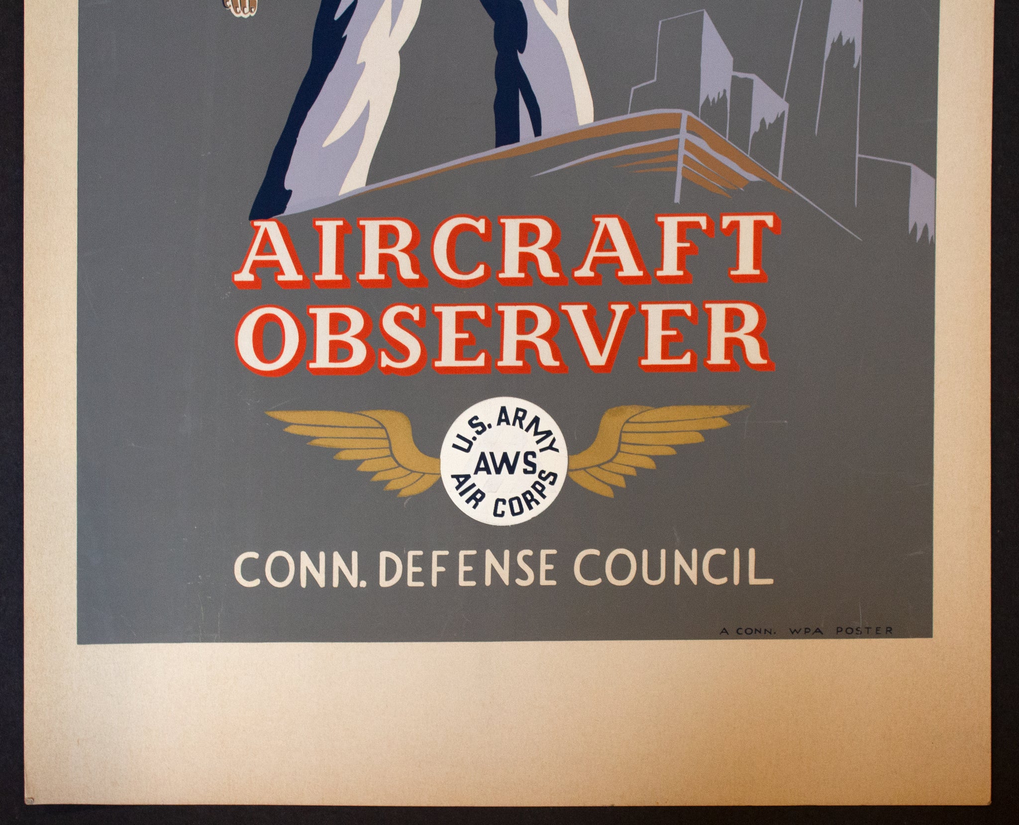 1941 Volunteer Aircraft Observers Connecticut WPA Poster Army Air