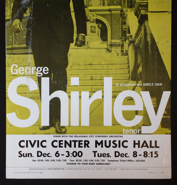 1964 George Shirley Opera Tenor Oklahoma City Symphony Window Card