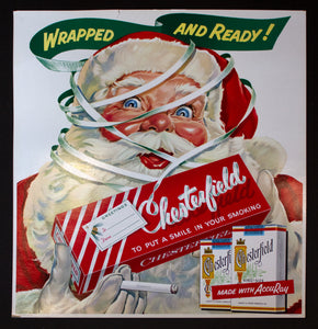 c.1954 Wrapped and Ready Chesterfield Cigarettes Santa Claus Christmas Tobacco