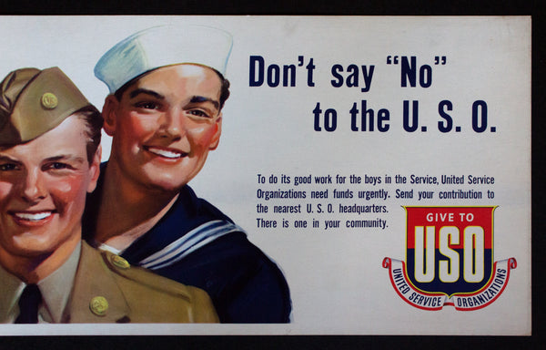 c.1943 Don’t Say No To The USO Hayden Hayden United Service Organizations WWII
