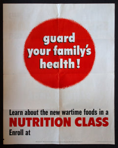 1943 Guard Your Family's Health Wartime Foods Nutrition Class WWII