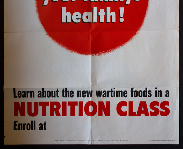 1943 Guard Your Family's Health Wartime Foods Nutrition Class WWII