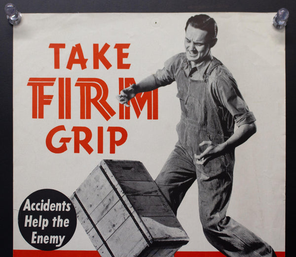 c.1942 Take Firm Grip Accidents Help The Enemy Workplace Safety WWII Photomontage