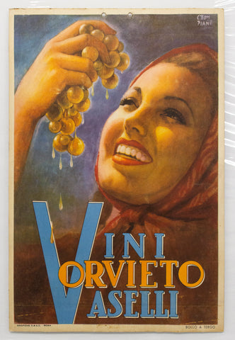 c.1940s Vini Vaselli Orvieto by Carlo Bompiani Italian Wine Italy