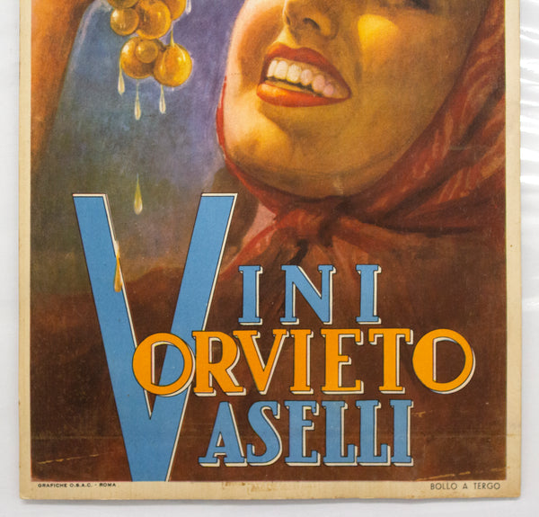 c.1940s Vini Vaselli Orvieto by Carlo Bompiani Italian Wine Italy