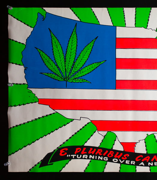1971 E Pluribus Cannabis American Flag Blacklight Marijuana Pro Arts
