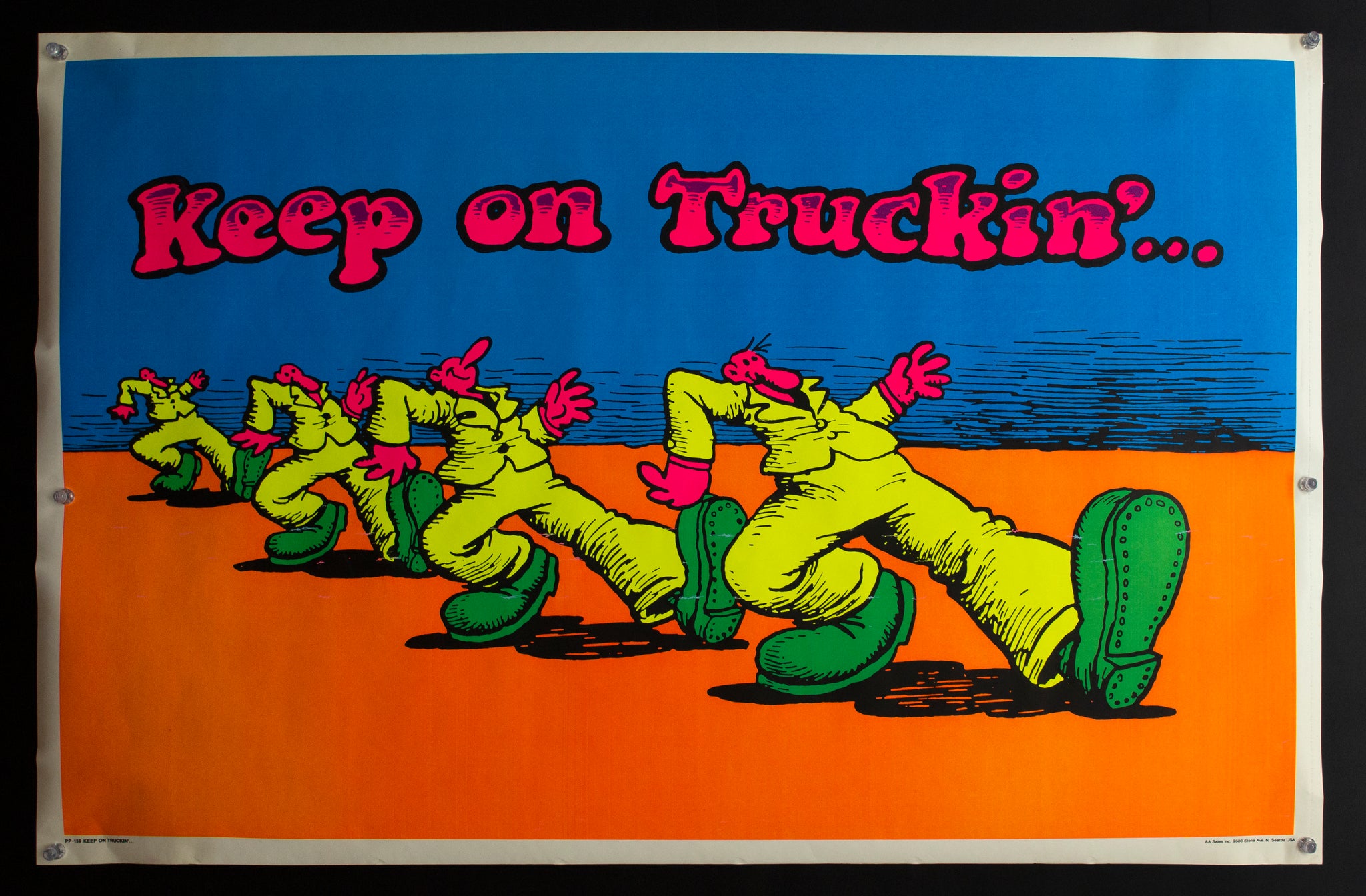 c.1971 Keep On Truckin… Robert Crumb Blacklight Vintage Original